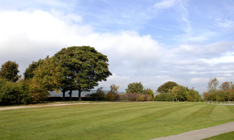 lawn stripes in the autumn on a green public open space in Sheffield, South Yorkshire