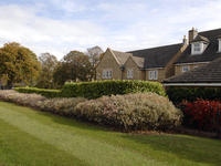 residential estate with lawn stripes and freshly pruned hedges in Sheffield, South Yorkshire