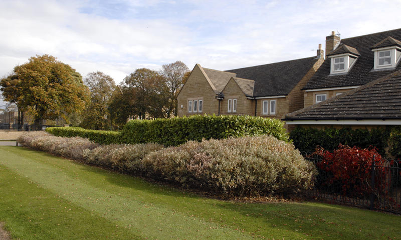 residential estate with lawn stripes and freshly pruned hedges in Sheffield, South Yorkshire