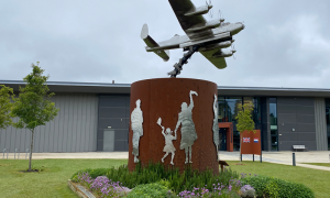 A statue outside the International Bomber Command Centre in Lincoln